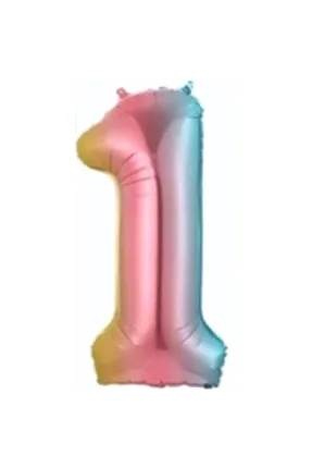 1- RAKAM 34 İNC GÖKKUŞAĞI RENK BALON 76 CM