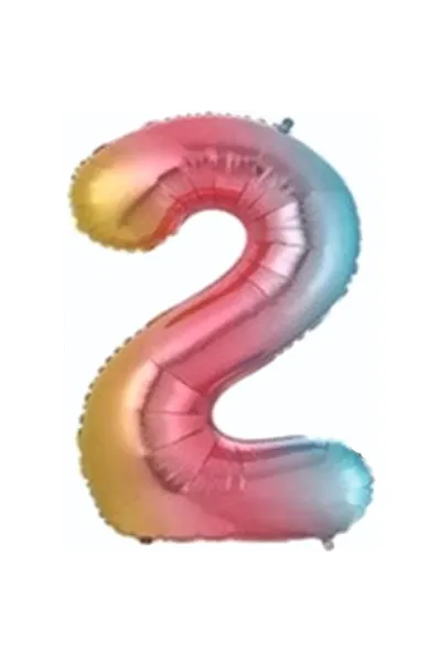 2- RAKAM 34 İNC GÖKKUŞAĞI RENK BALON 76 CM