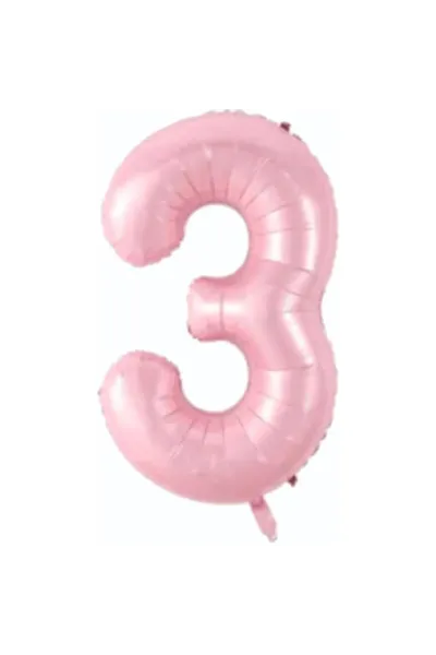 3- RAKAM 34 İNC PEMBE RENK BALON 76 CM