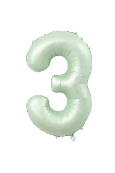 3- RAKAM 34 İNC RETRO YEŞİL RENK BALON 76 CM