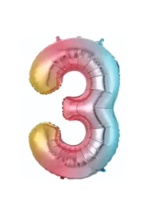 3- RAKAM 34 İNC GÖKKUŞAĞI RENK BALON 76 CM
