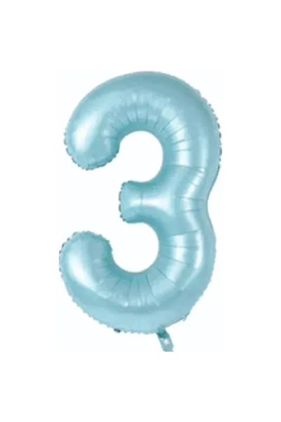 3- RAKAM 34 İNC MAVİ RENK BALON 76 CM