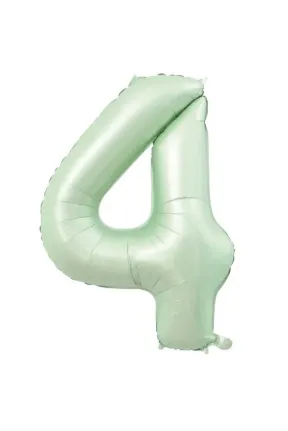 4- RAKAM 34 İNC RETRO YEŞİL RENK BALON 76 CM