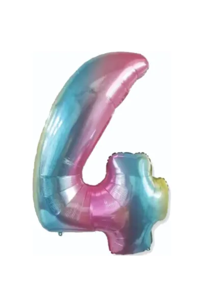 4- RAKAM 34 İNC GÖKKUŞAĞI RENK BALON 76 CM