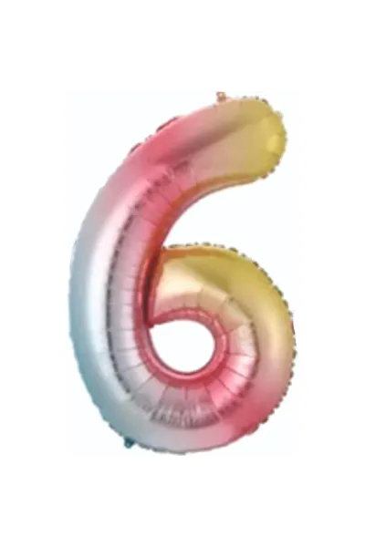 6- RAKAM 34 İNC GÖKKUŞAĞI RENK BALON 76 CM
