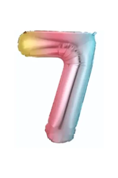 7- RAKAM 34 İNC GÖKKUŞAĞI RENK BALON 76 CM