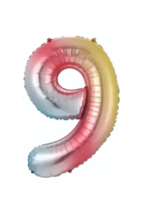 9- RAKAM 34 İNC GÖKKUŞAĞI RENK BALON 76 CM