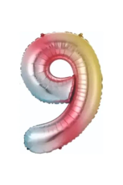 9- RAKAM 34 İNC GÖKKUŞAĞI RENK BALON 76 CM