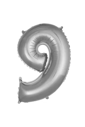 9- RAKAM 34 İNC GÜMÜŞ RENK BALON 76 CM