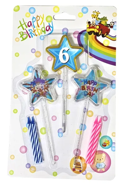 3D GÖRÜNÜMLÜ MUM 6 YAŞ YILDIZ MODELİ MAVİ 12.5CM