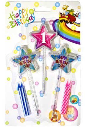 3D GÖRÜNÜMLÜ MUM 1 YAŞ YILDIZ MODELİ PEMBE 12.5CM