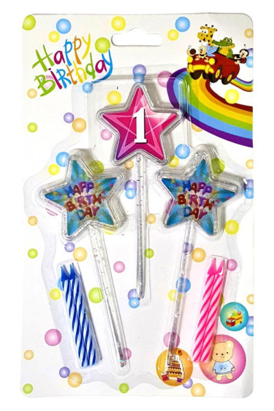 3D GÖRÜNÜMLÜ MUM 1 YAŞ YILDIZ MODELİ PEMBE 12.5CM