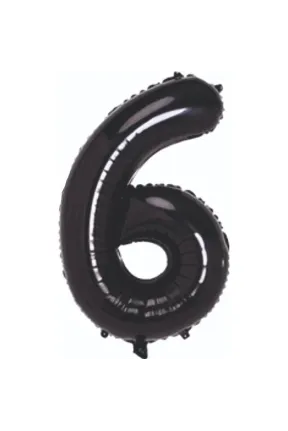 6- RAKAM 40 İNC SİYAH RENK BALON 100 CM