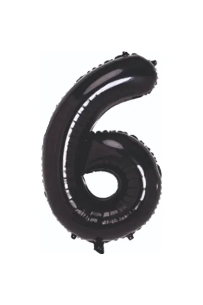 6- RAKAM 40 İNC SİYAH RENK BALON 100 CM