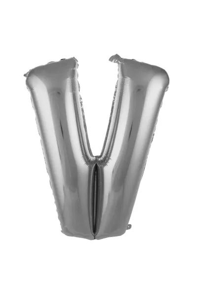 V- HARF 40 İNC GÜMÜŞ RENK BALON 100 CM