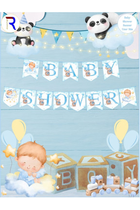 Toptan Baby Shower Mavi Dekor Banner Uzar Süs