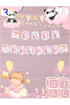 Toptan Baby Shower Pembe Dekor Banner Uzar Süs