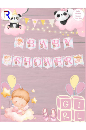 Toptan Baby Shower Pembe Dekor Banner Uzar Süs