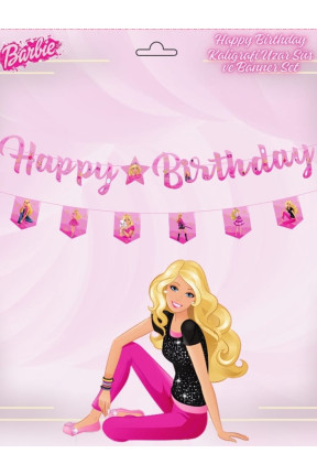 Toptan Barbie Kaligrafi Uzar Süs ve Banner Set