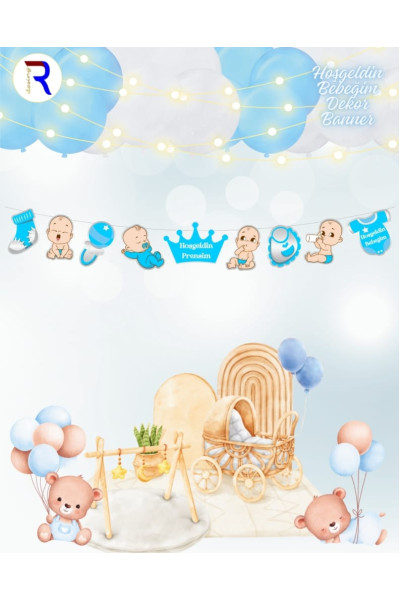 Toptan Retro Kahve Kaligrafi Uzar Süs ve Banner Set