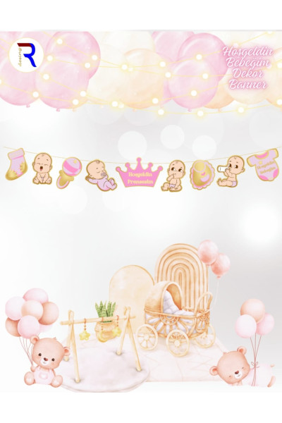 Toptan Retro Kahve Kaligrafi Uzar Süs ve Banner Set