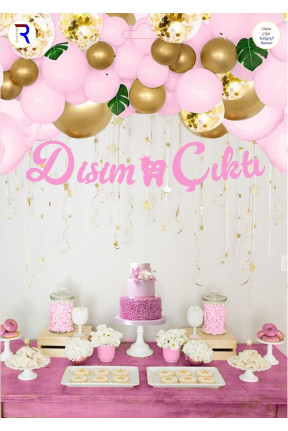 Toptan İlk Diş Pembe Kaligrafi Banner