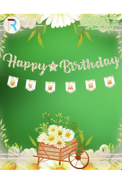 Toptan Retro Kahve Kaligrafi Uzar Süs ve Banner Set