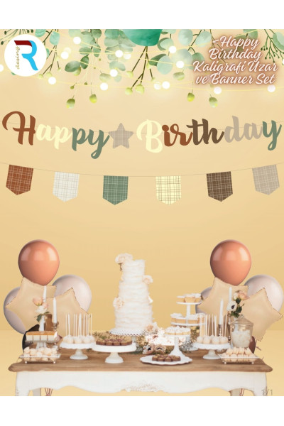 Toptan Retro Kahve Kaligrafi Uzar Süs ve Banner Set