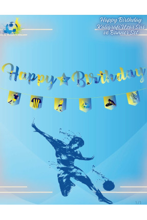 Toptan Sarı Lacivert Kaligrafi Uzar Süs ve Banner Set