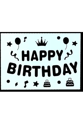 HAPPY BİRTHDAY SİYAH YAPIŞKANLI BALON STİCKER
