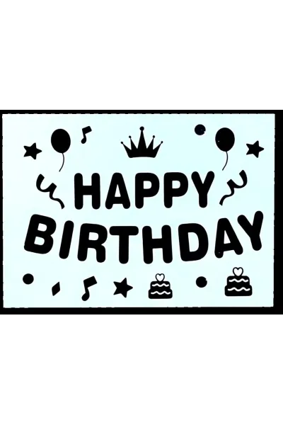 HAPPY BİRTHDAY SİYAH YAPIŞKANLI BALON STİCKER