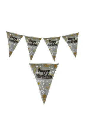 HAPPY BİRTHDAY GÜMÜŞ ÜÇGEN FLAMA