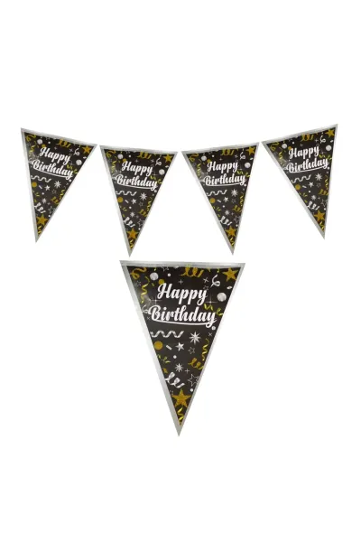 HAPPY BİRTHDAY SİYAH ÜÇGEN FLAMA