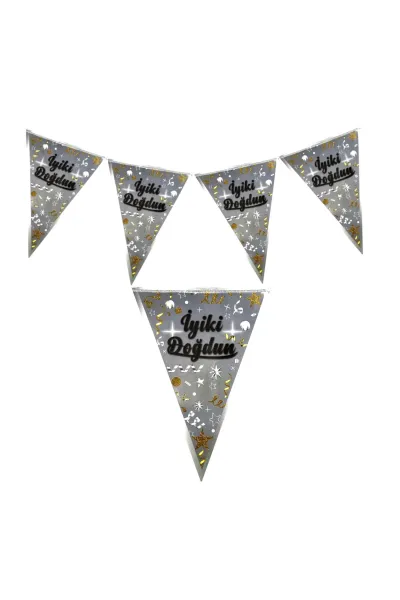 İYİKİ DOĞDUN GÜMÜŞ ÜÇGEN FLAMA