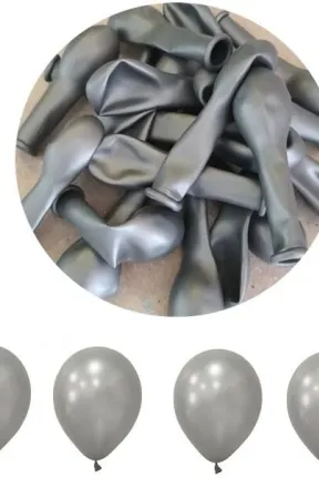 Toptan Mini Metalik Gümüş Gri Balon 5 inc