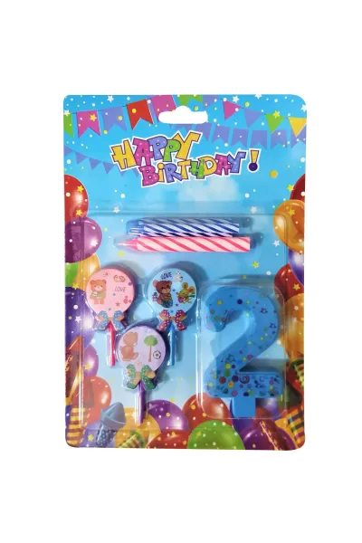 AYICIKLI MAVİ 2 RAKAM MUM