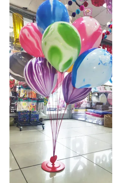 11 ÇUBUKLU KALPLİ KIRMIZI BALON STANDI