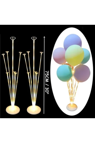 PİLLİ FONKSİYONLU PERİ LED IŞIKLI GÜN IŞIĞI 7 Lİ BALON STANDI