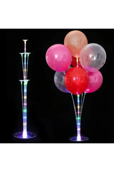 PİLLİ FONKSİYONLU PERİ LED IŞIKLI RGB 7 Lİ BALON STANDI