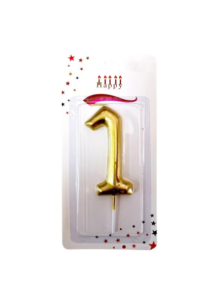 BÜYÜK BOY 1 RAKAM GOLD MUM 13,5CM BÜYÜK BOY 1 RAKAM GOLD MUM 13,5CM
