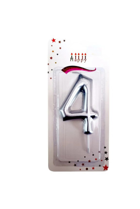 BÜYÜK BOY 4 RAKAM GÜMÜŞ MUM 13,5CM