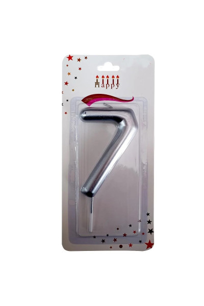 BÜYÜK BOY 7 RAKAM GÜMÜŞ MUM 13,5CM