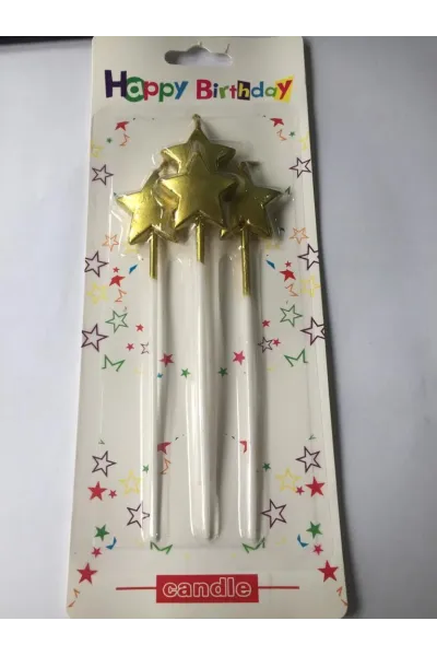 4 LÜ ÇUBUKLU YILDIZ GOLD MUM 13.5CM