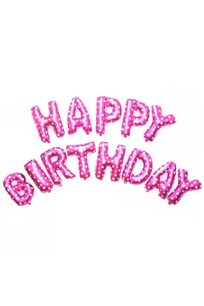 HAPPY BİRTHDAY KALPLİ PEMBE SET BALON