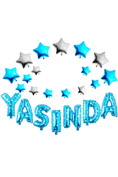 YILDIZLI YAŞINDA MAVİ SET BALON