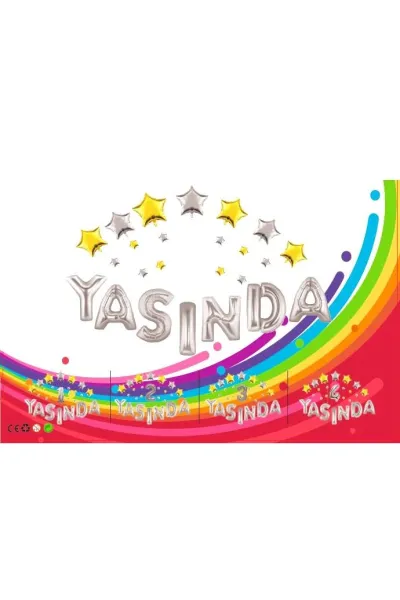 YILDIZLI YAŞINDA GÜMÜŞ SET BALON