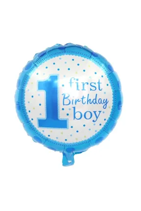 18 INC YUVARLAK 1 YAŞ MAVİ FOLYO BALON 43*43