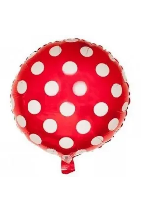 18 INC YUVARLAK PUANLI KIRMIZI FOLYO BALON 43*43
