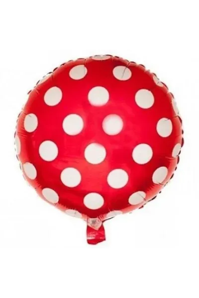 18 INC YUVARLAK PUANLI KIRMIZI FOLYO BALON 43*43