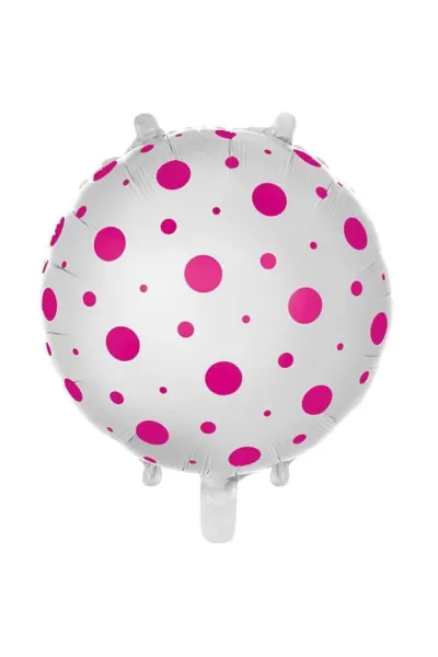 18 INC YUVARLAK PUANLI PEMBE FOLYO BALON 43*43
